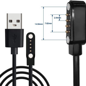 HexaGear Magnetic Charging Cable 0.6 m beatXP Vega Watch Charging Cable  (Compatible with beatXP Vega Charging Cable, BXSO2004, DO NOT WORK ANY OTHER SMART WATCH, Black, One Cable)