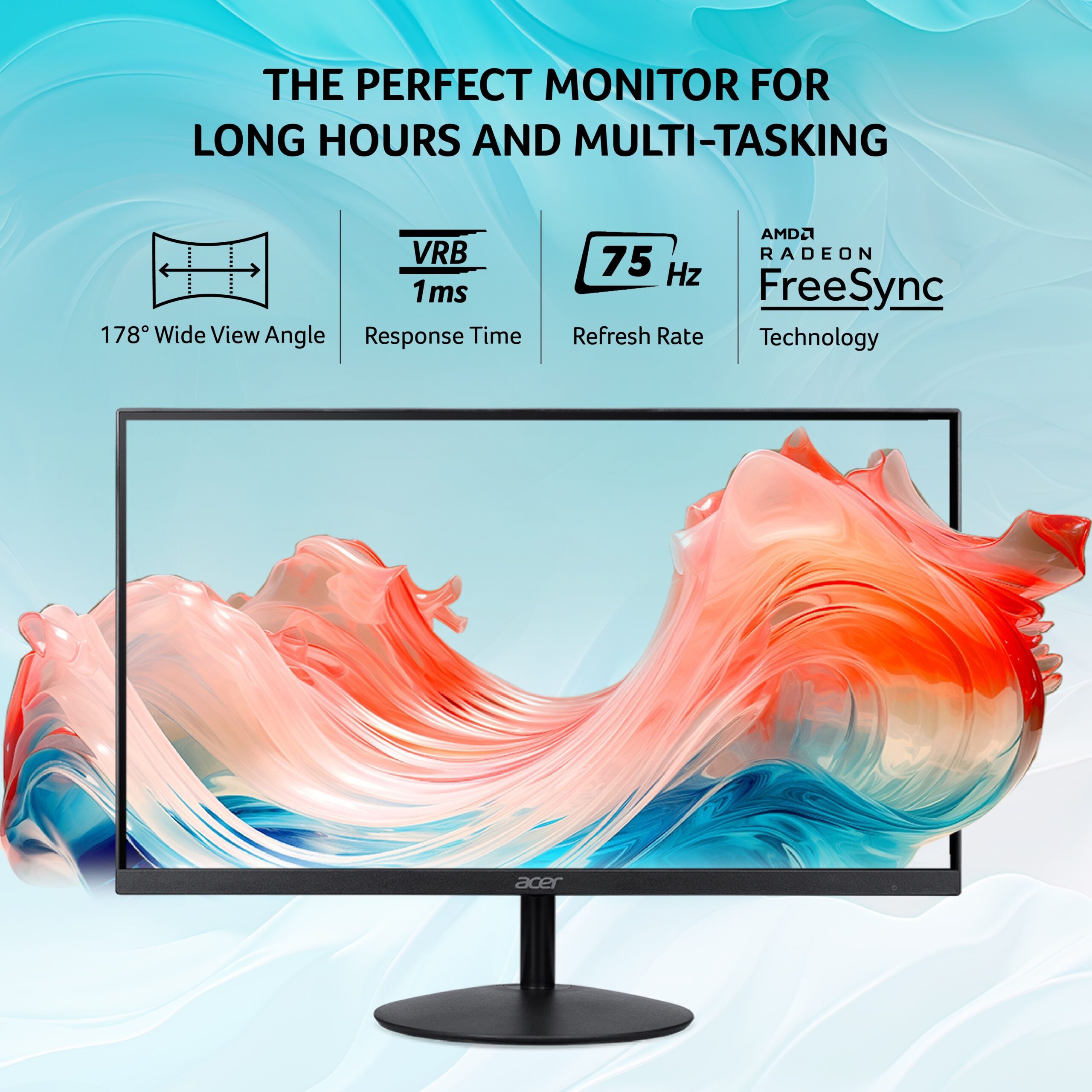 Acer 80.01 cm (32 inch) WQHD LED Backlit IPS Panel with HDR10, VGA, HDMI, 2X1W Inbuilt Speakers, Flicker-less, Blue light Shield, EcoDisplay, VisionCare, Tilt-able Stand, VESA wall Mount Ultra-Thin Monitor (SA322Q U) - Image 3