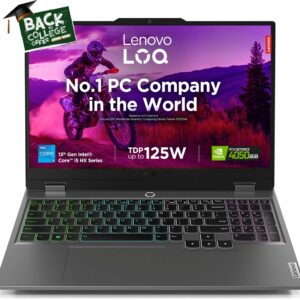 Lenovo LOQ Intel Core i5 13th Gen 13450HX - (16 GB/512 GB SSD/Windows 11 Home/6 GB Graphics/NVIDIA GeForce RTX 4050) 15IRX9 Gaming Laptop  (15.6 inch, Luna Grey, 2.38 Kg, With MS Office)